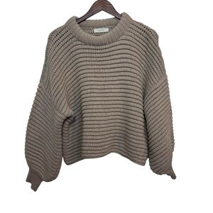 NA NIN Romy Pima 100% Cotton Balloon Sleeve Color Latte Woman’s Sweater